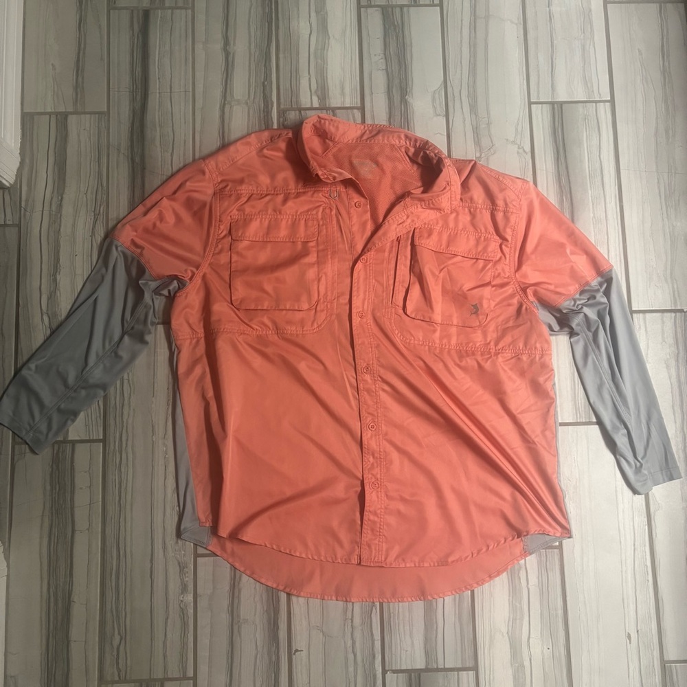 Coral and Gray Long Sleeve Shirt